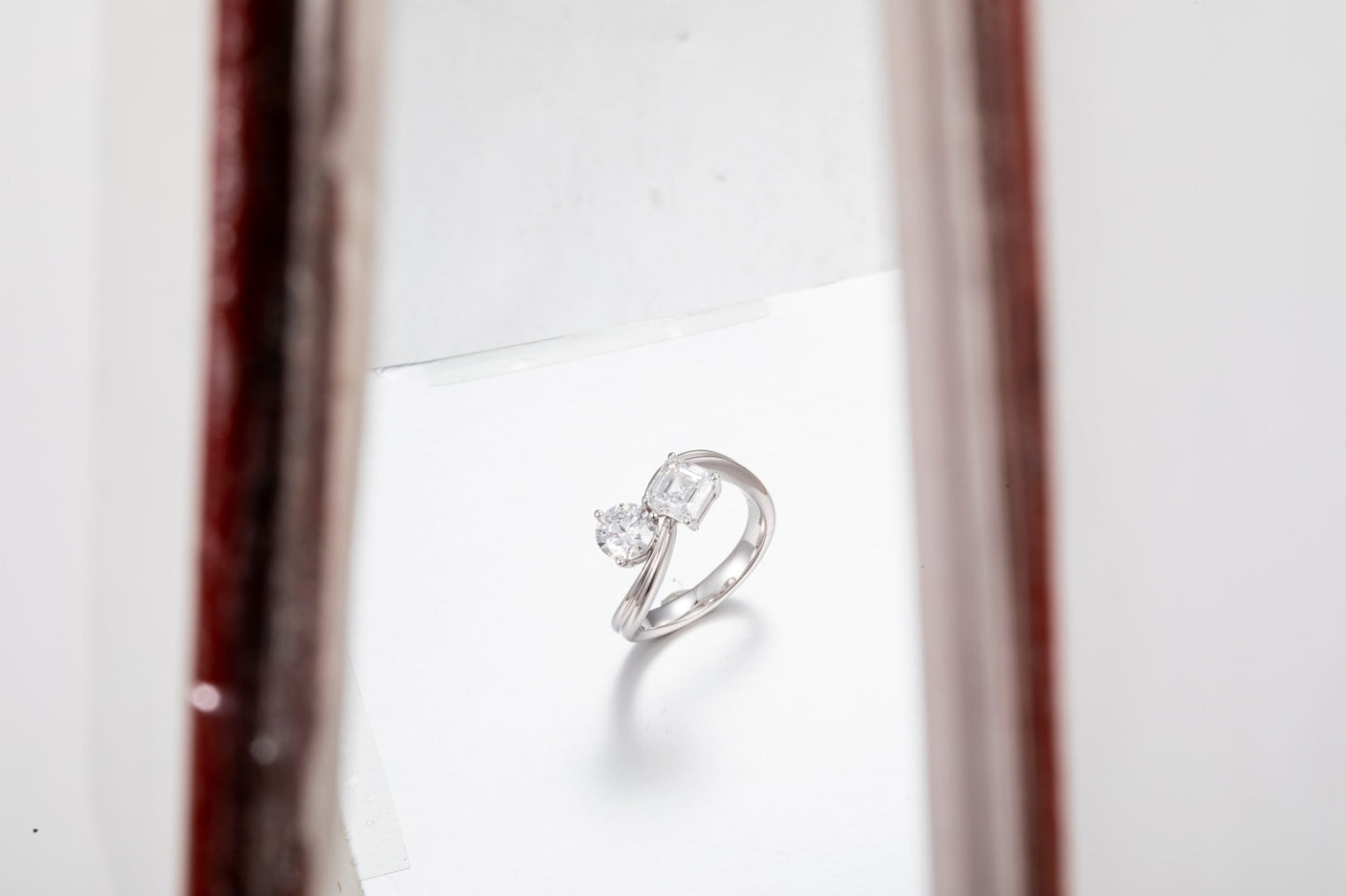 Burton Jewelry - Ring 1.0ct Asscher Cut Engagement Rings - Lab Grown Diamond - Pt900 - Two Stone Wedding Rings for Her - Ideal Proposal or Anniversary Gifts